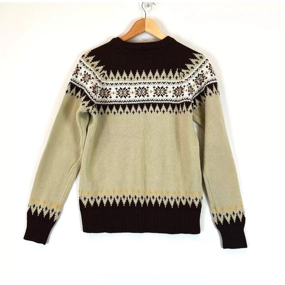 Vintage Ferranti Men Fair Isle Sweater Medium Pull-Over Grandpa Cozy Cabin Brown - Picture 4 of 8